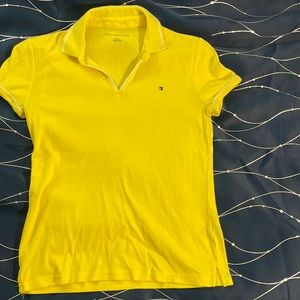 Tommy Hilfiger Classic Logo Buttonless Yellow Polo Shirt Petite/Small S/P